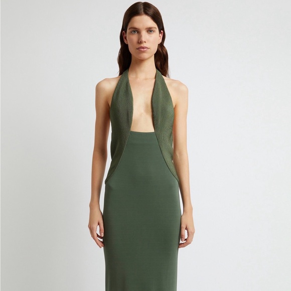 green emerald velvet dress CHRISTOPHER ESBER Size 6 Green Black Viscose Polyester Lace Asymmetrical  Dress